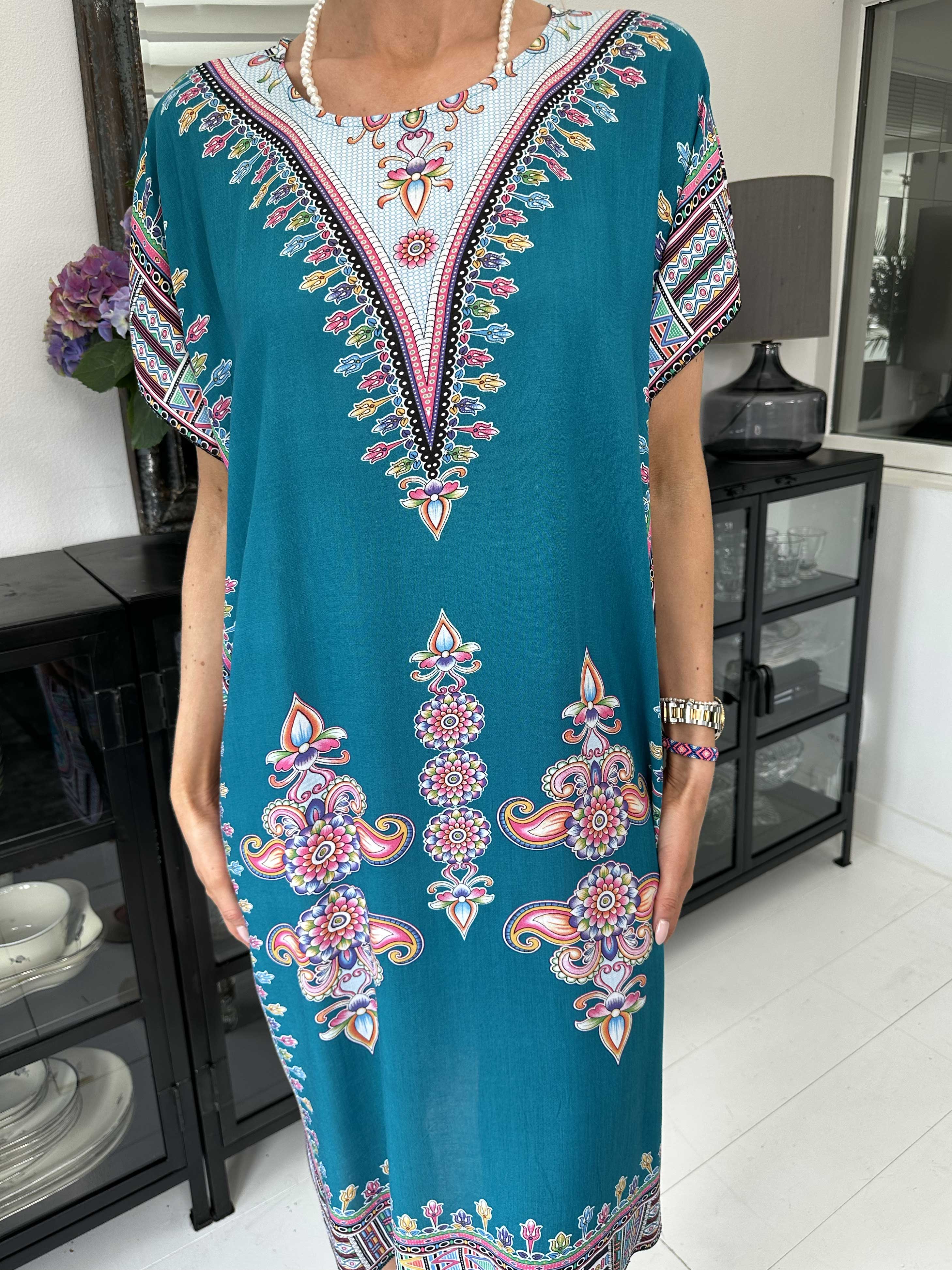 Mille - Lätt och luftig tunika i färgat mönster - Orange